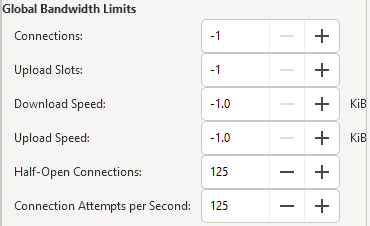 !Global Bandwidth Settings