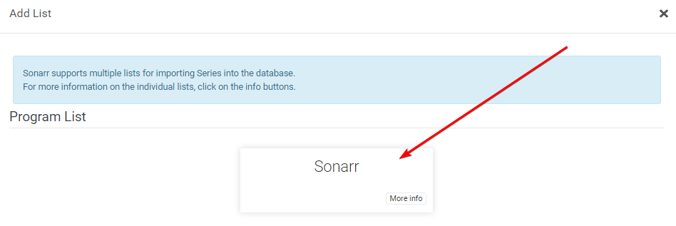 !Sonarr add List