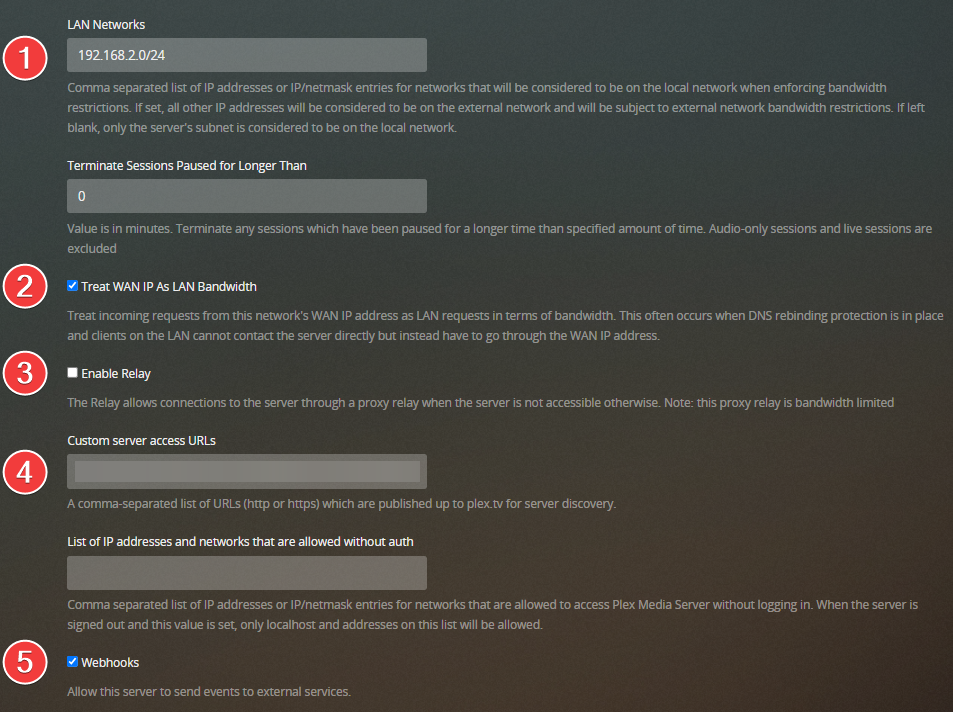 !Plex Settings - Network