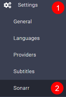 !Settings => Sonarr