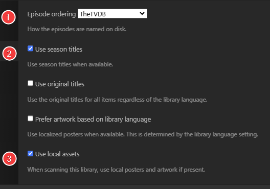 !Plex Settings - Libraries - TV