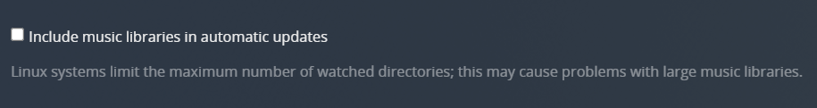 !Settings - Library - Include music libraries in automatic updates