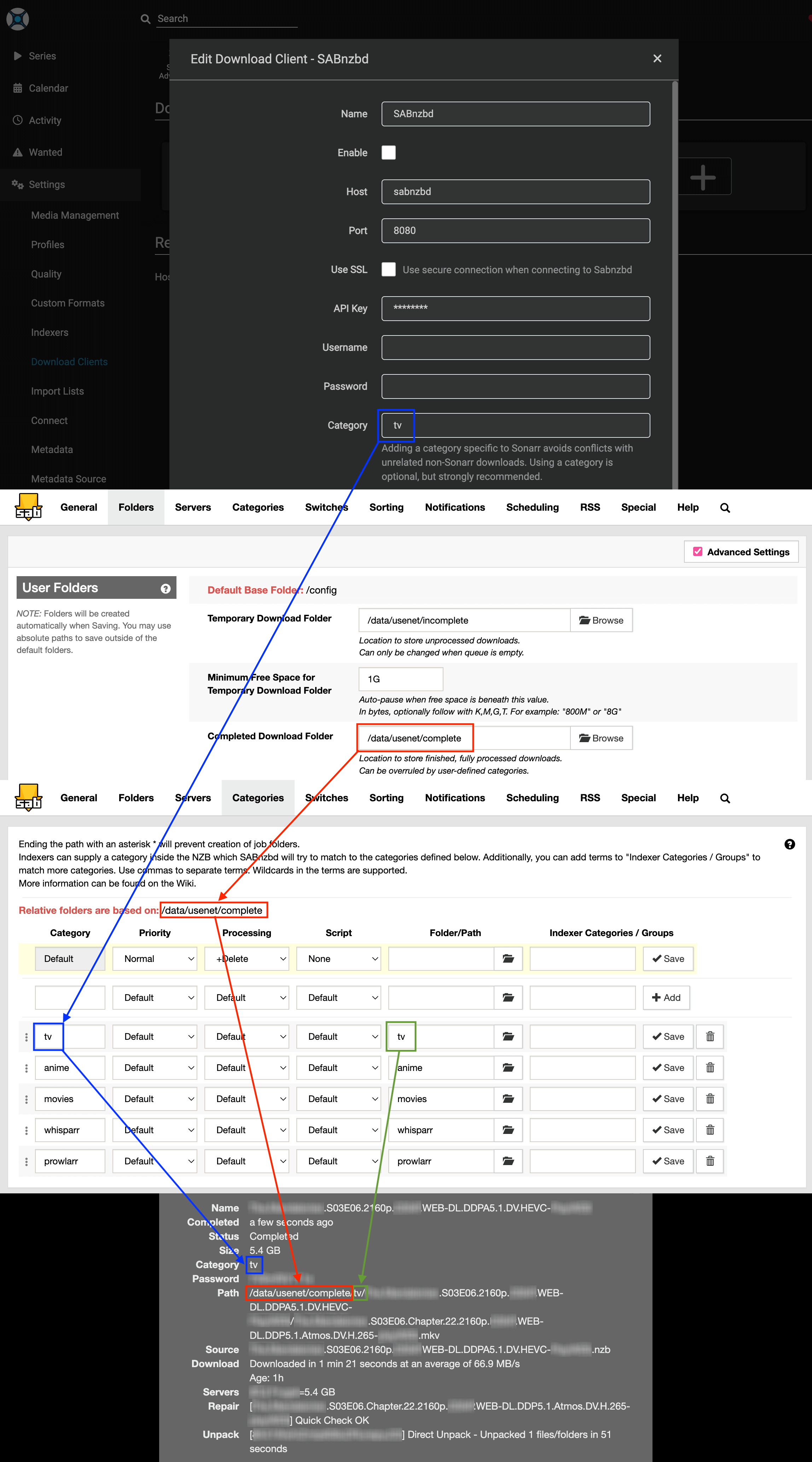 !SABnzbd - Paths and Categories Breakdown