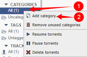 !qBittorrent - Add Categories