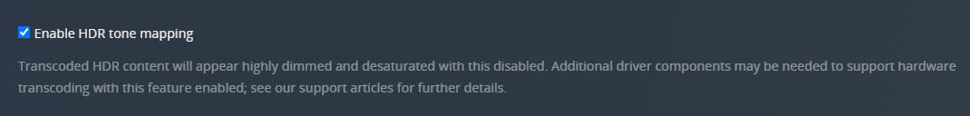 !Settings - Transcoder - Enable HDR tone mapping