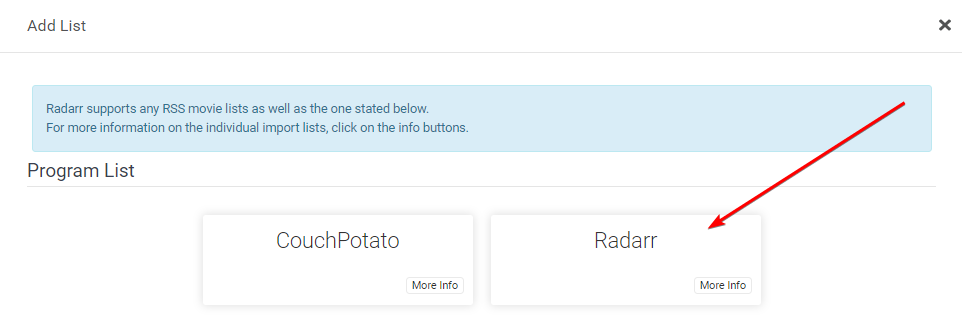 Radarr add List