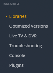 !Plex Settings - Manage